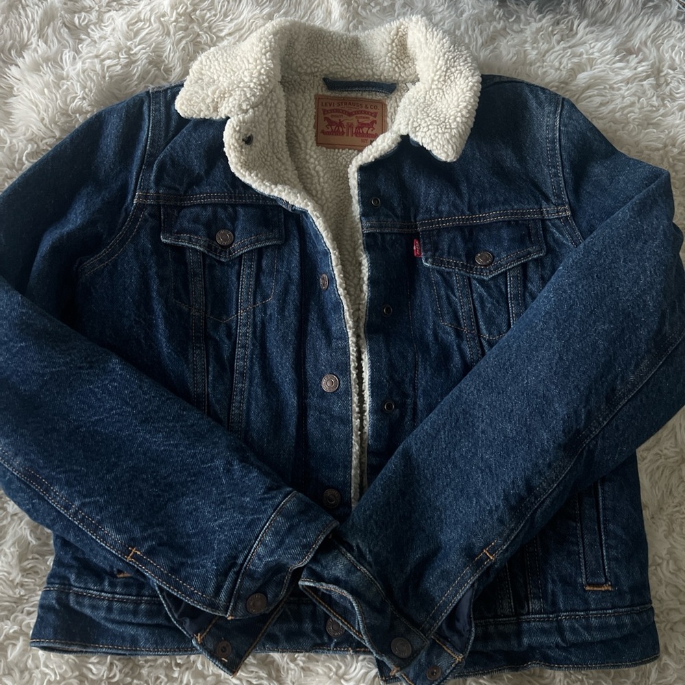 Blue Denim Jacket with Sherpa Collar